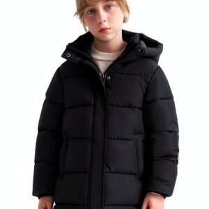 SOLOCOTE Boys Black Down Jacket Warm Windproof Water-0