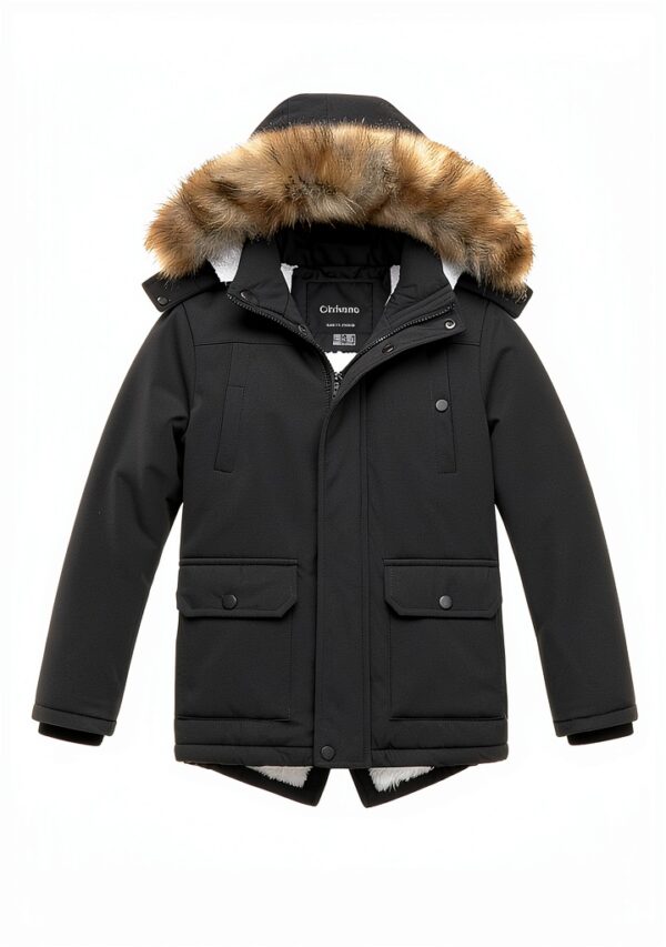 Boys Sherpa Parka Lightweight Waterproof Winter Jacket-3