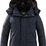 Boys Fleece Puffer Jacket Waterproof Winter Coat Black-0