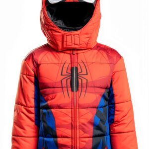 Spider-Man Puffer Jacket Boys Marvel Hooded Winter Coat-0