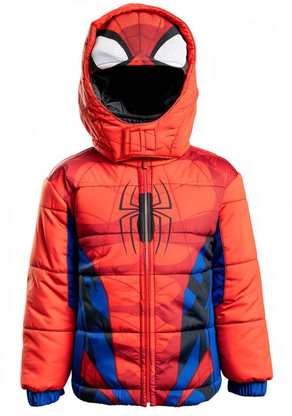 Spider-Man Puffer Jacket Boys Marvel Hooded Winter Coat-0