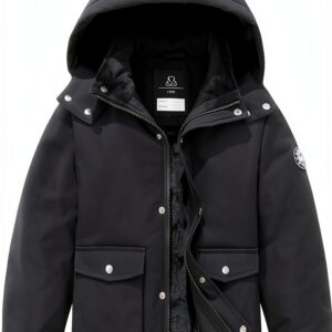 Boys Winter Down Jacket Waterproof Windproof Black Navy Blue-0