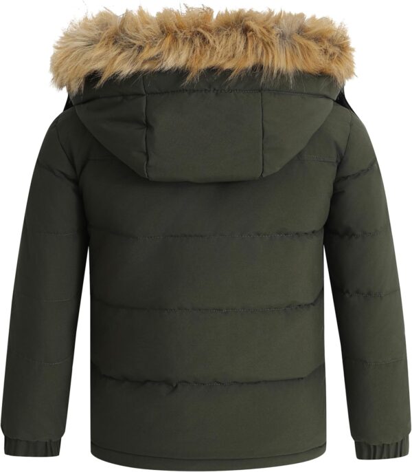 Boys Winter Puffer Jacket Waterproof Faux Fur Hood Navy-1