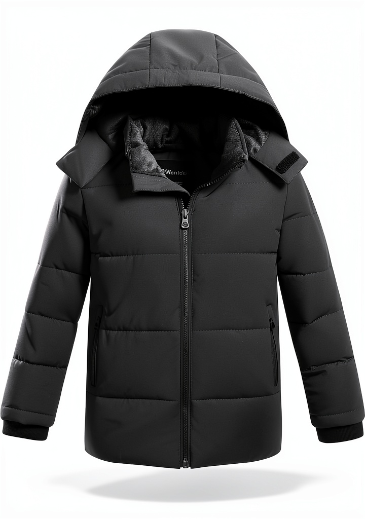 Wantdo Boys Winter Coat in Dark Grey color worn outdoors