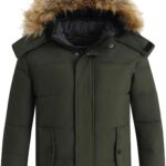 Boys Winter Puffer Jacket Waterproof Faux Fur Hood Navy-0