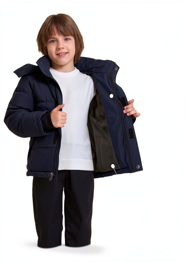Boys Fleece Puffer Jacket Waterproof Winter Coat Black-1