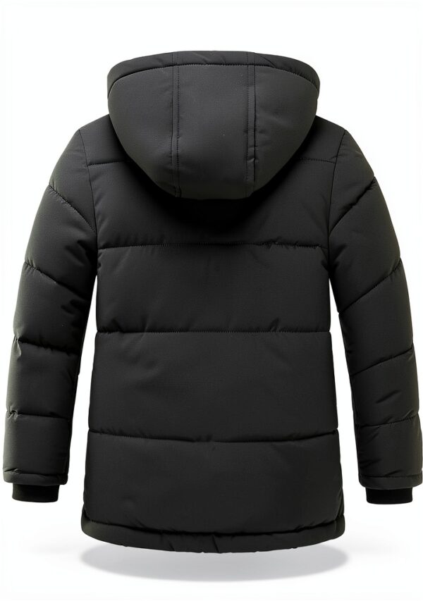 Boys Fleece Puffer Jacket Waterproof Winter Coat Black-1
