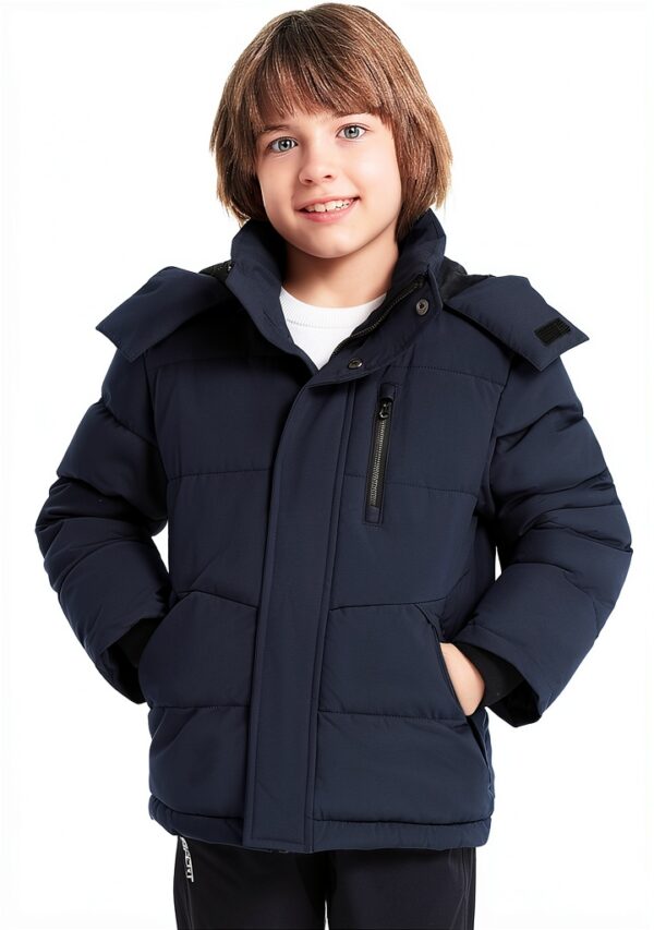 Boys Fleece Puffer Jacket Waterproof Winter Coat Black-6