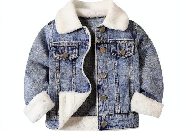 Verdusa Boys Fleece Denim Jacket Long Sleeve Button Down