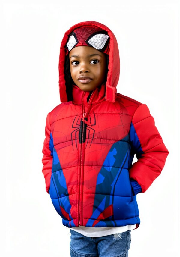 Spider-Man Puffer Jacket Boys Marvel Hooded Winter Coat-1