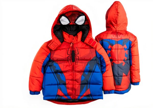 Spider-Man Puffer Jacket Boys Marvel Hooded Winter Coat-6