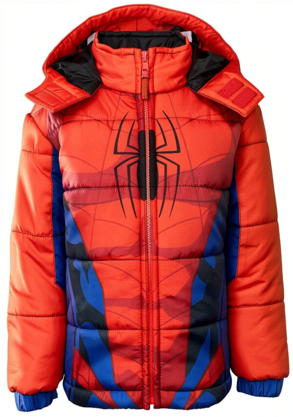 Spider-Man Puffer Jacket Boys Marvel Hooded Winter Coat-4