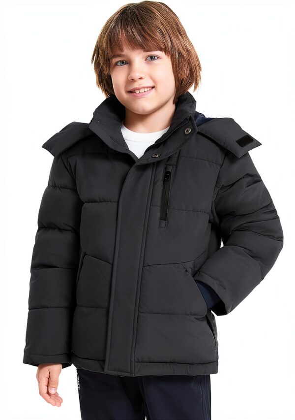 Boys Fleece Puffer Jacket Waterproof Winter Coat Black-6