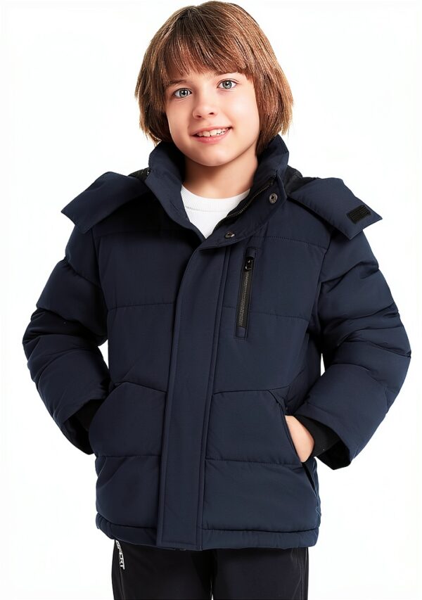 Boys Fleece Puffer Jacket Waterproof Winter Coat Black-6
