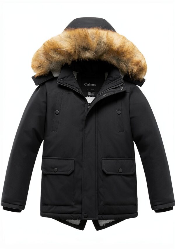 Boys Sherpa Parka Lightweight Waterproof Winter Jacket-0