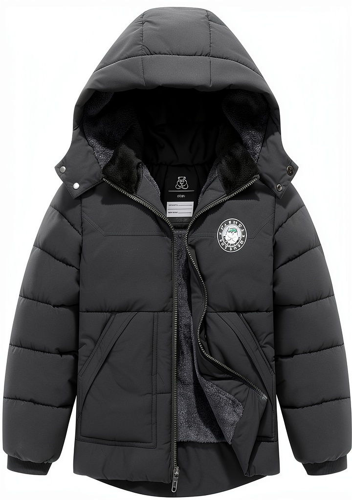 TUNICCE boys winter jacket in Navy color worn outdoors
