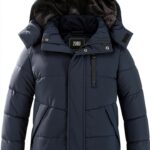 Boys Fleece Puffer Jacket Waterproof Winter Coat Black-0