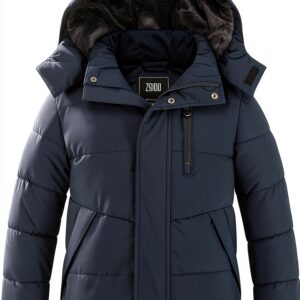 Boys Fleece Puffer Jacket Waterproof Winter Coat Black-0