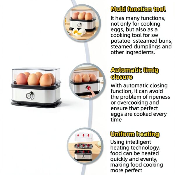 Egg Cooker 2025 Rapid 6-Egg Stainless Steel Electric Cooker ZXL0855-5