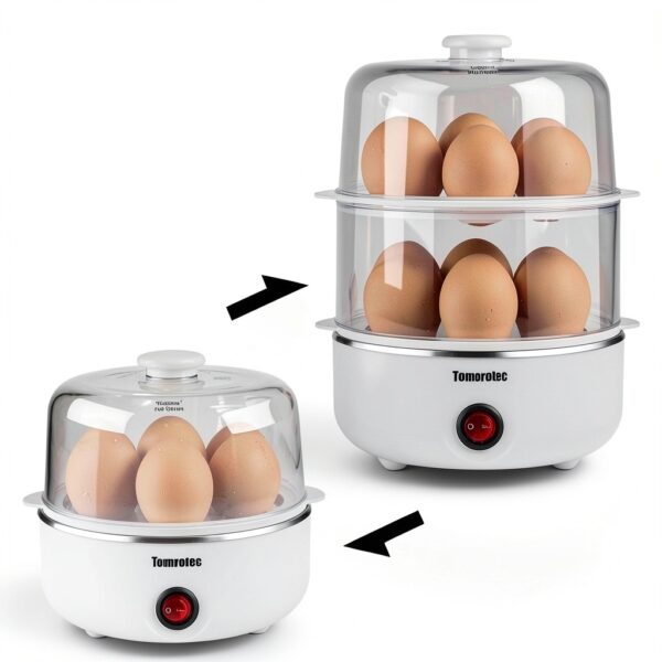 2 tier Egg Cooker Large 14 Egg Capacity White Tomorotec Electric-1