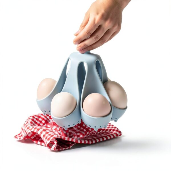 Silicone Egg Boiler Rack by MUCHENZZ Freestanding 6‑Egg Holder Gray-3