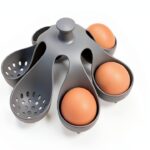 Silicone Egg Boiler Rack by MUCHENZZ Freestanding 6‑Egg Holder Gray-0