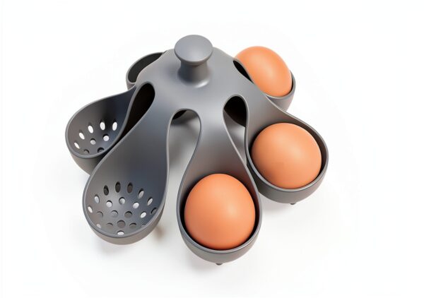 Silicone Egg Boiler Rack by MUCHENZZ Freestanding 6‑Egg Holder Gray-0