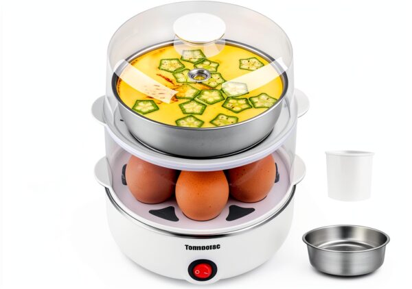2 tier Egg Cooker Large 14 Egg Capacity White Tomorotec Electric-0