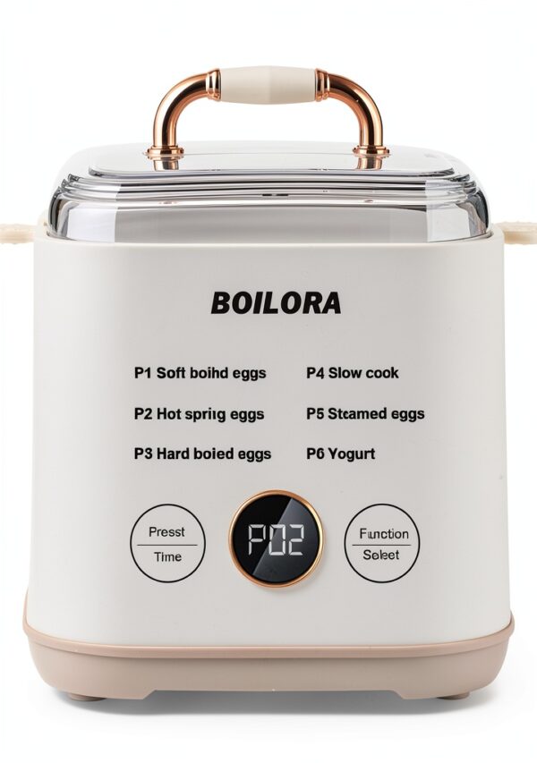 Smart Egg Cooker with Timer for Hard Boiled Eggs 6-in-1 Egg Boiler and Steamer with Stainless Rack 24H Reservation BPA-Free Auto Shut Off for Home Dorm Office-0