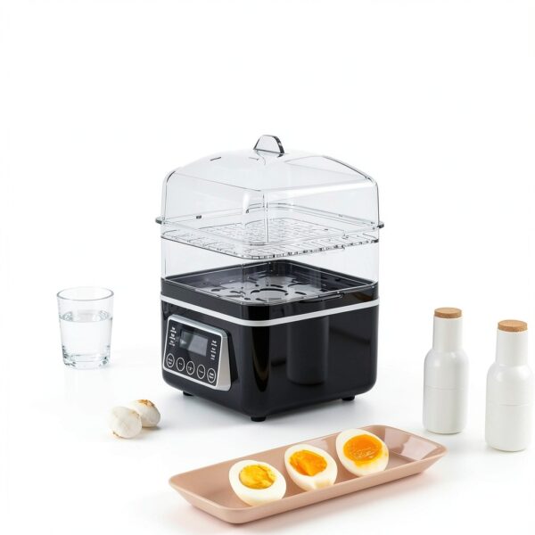 2 Tiers Electric Food Steamer 4 QT by evoloop Black BPA-Free Baskets-6