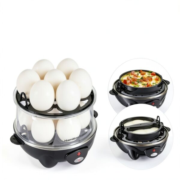 Electric Egg Cooker Hamilton Beach 3 in 1, Black Model 25508-2
