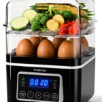 2 Tiers Electric Food Steamer 4 QT by evoloop Black BPA-Free Baskets-0